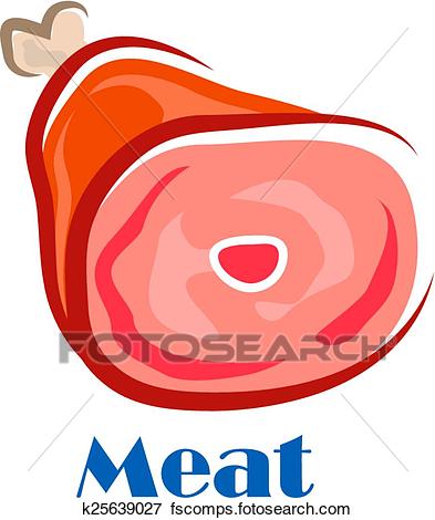 393x470 Clip Art Of Pork Or Beef Leg With Bone K25639027