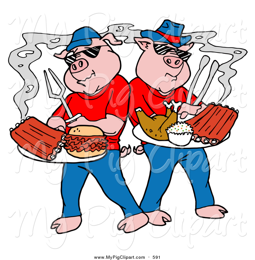 1024x1044 Swine Clipart Of Cartoon Bbq Pigs Posing With Cooked Ribs, Pulled