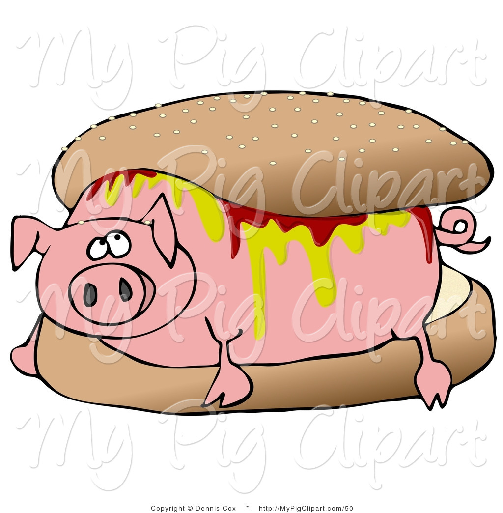 1024x1044 Swine Clipart Of A Worried Pig Covered In Mustard And Ketchup