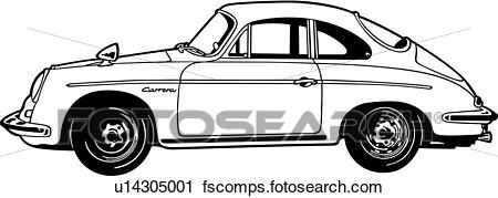 450x179 Clipart Of , 1963, 356c, Automobile, Car, Classic, Porsche, Sport
