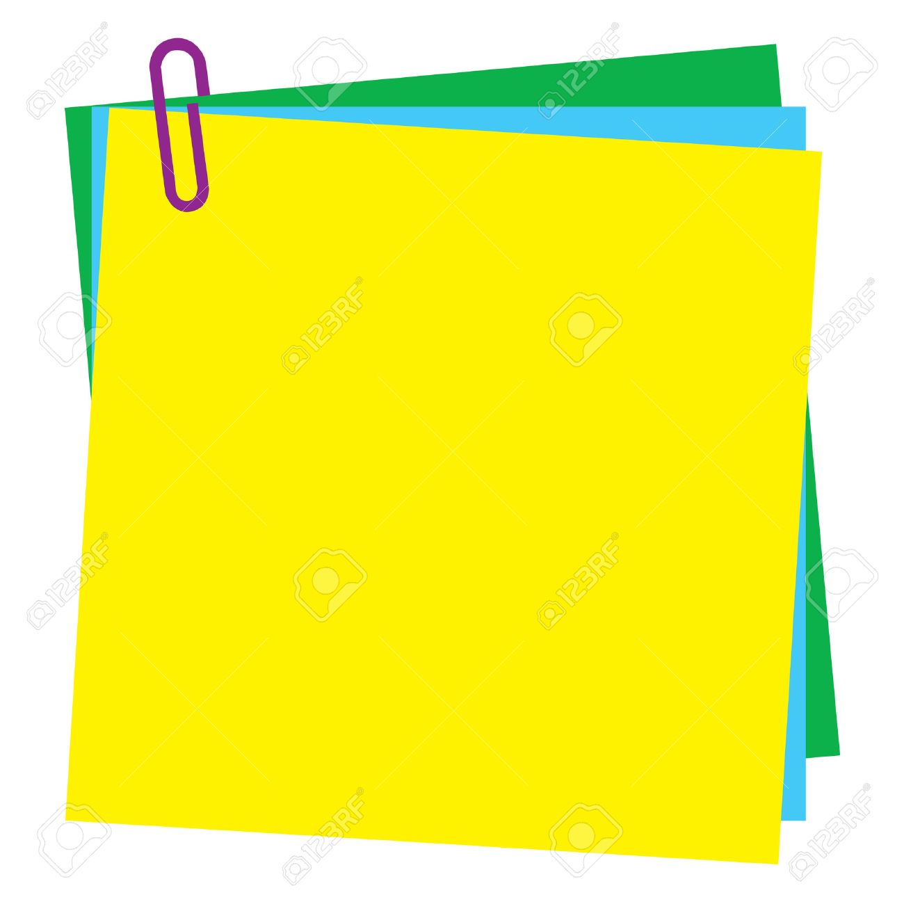 1300x1300 Blank Post It Note Paper With Paperclip Royalty Free Cliparts