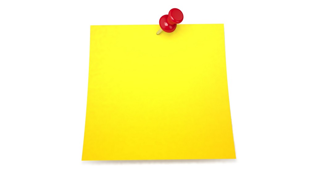 1024x576 Yellow Sticky Note Yellow Note Paper With Red Pin, In Two Versions