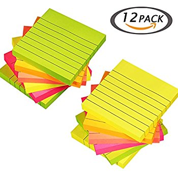 350x350 Post It Notes Super Sticky Pads, Lined, 4x4, 90