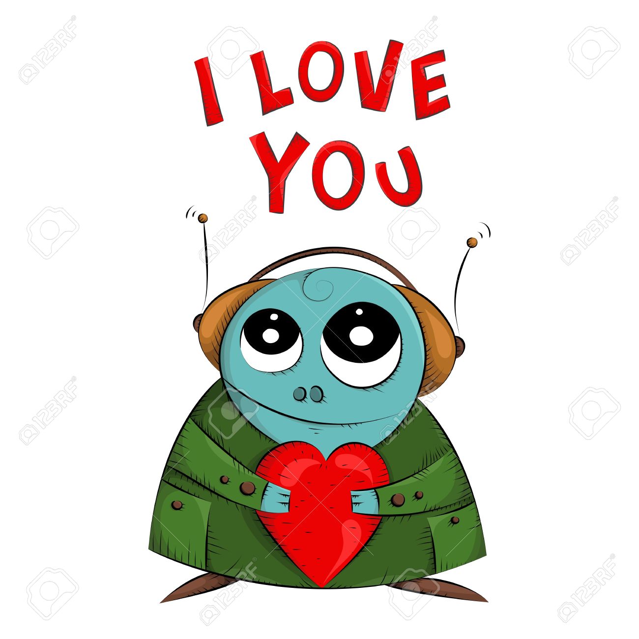 1300x1300 Vector Funny Monstrer. Postcard. I Love You. Sketchy Illustration