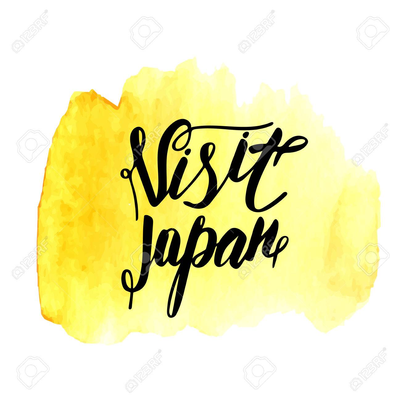 1300x1300 Cute Hand Drawn Visit Japan Postcard, Card, Cover On Yellow