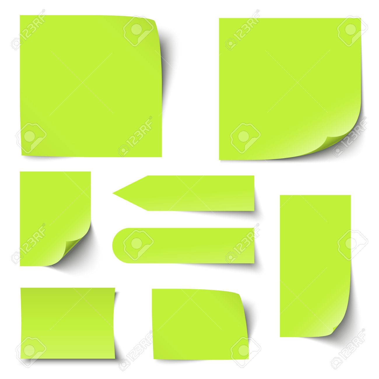 1300x1300 Set Of Green Sticky Notes With Different Shadows Royalty Free