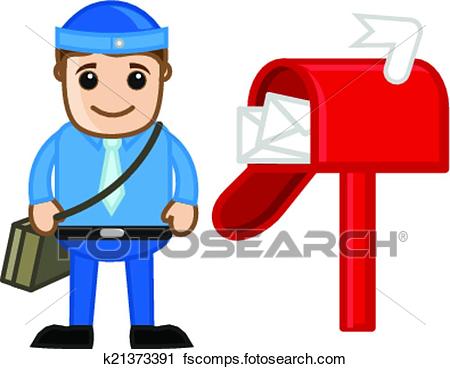 450x369 Clipart Of Cartoon Happy Postman Character K21373391