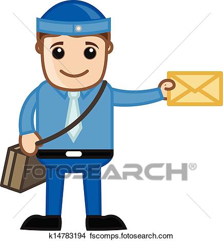 435x470 Clipart Of Cartoon Postman With Envelope K14783194