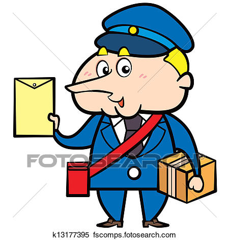 450x470 Clipart Of Cartoon Postman With Letter And Package K13177395