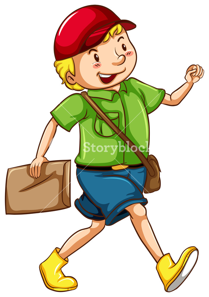703x1000 Illustration Of A Drawing Of A Happy Postman On A White Background
