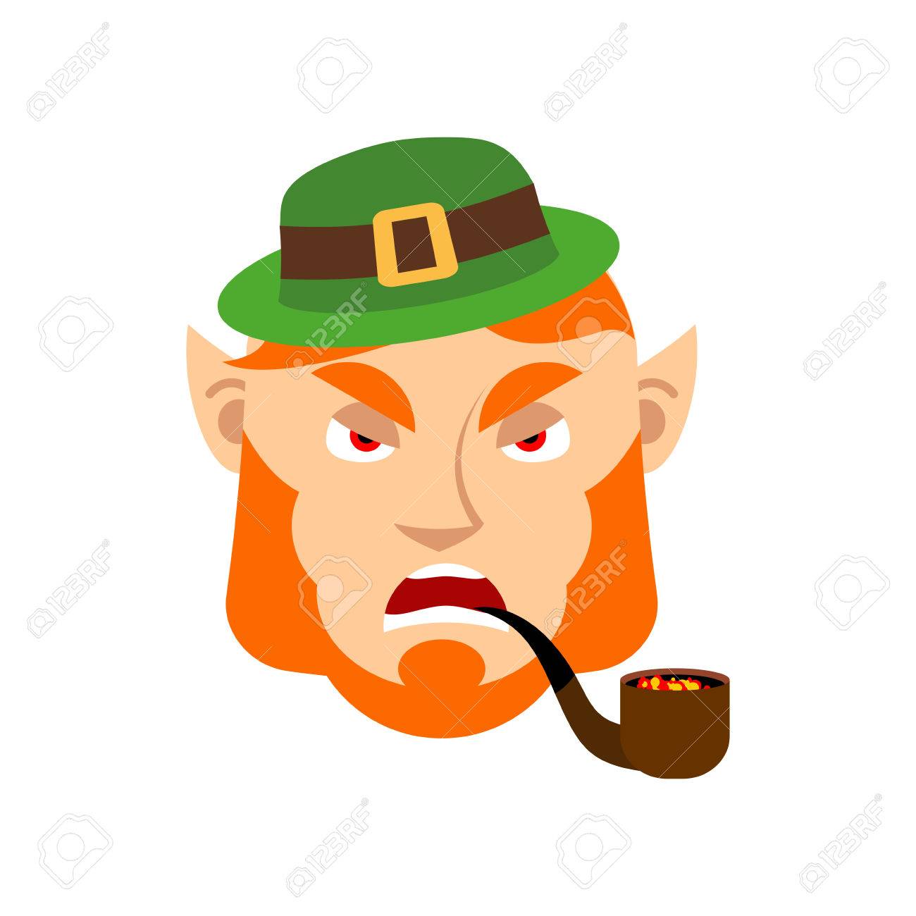 1300x1300 Leprechaun Angry. Dwarf With Red Beard Aggressive Emoji. Irish