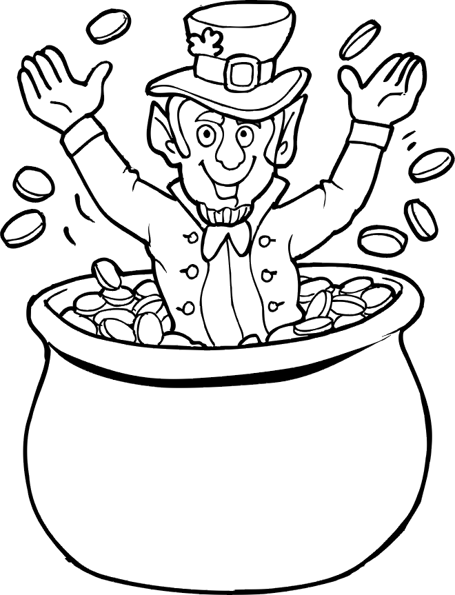 660x863 St Patricks In Rainbow And Pot Of Gold Coloring Pages