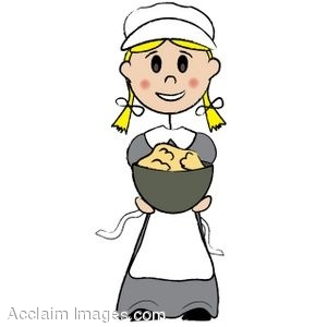 300x300 Clip Art Of A Pilgrim Girl With A Bowl Of Potatoes