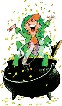 205x350 Happy Leprechaun With A Pot Of Gold St. Patrick's Day Clipart