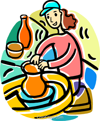 396x480 Woman Making Pottery Royalty Free Vector Clip Art Illustration