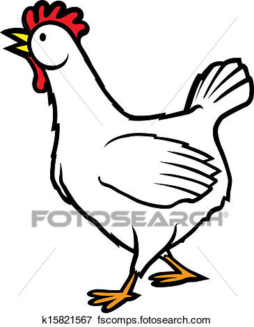 365x470 Clip Art Of Walking Chicken K15821567