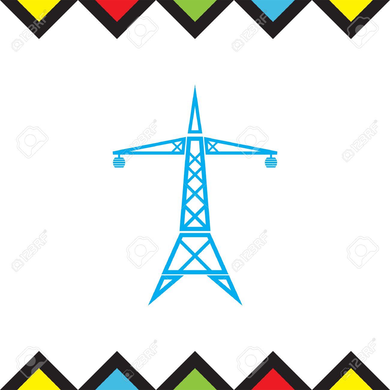 1300x1300 Power Line Vector Icon. Electric Tower Sign. High Electricity
