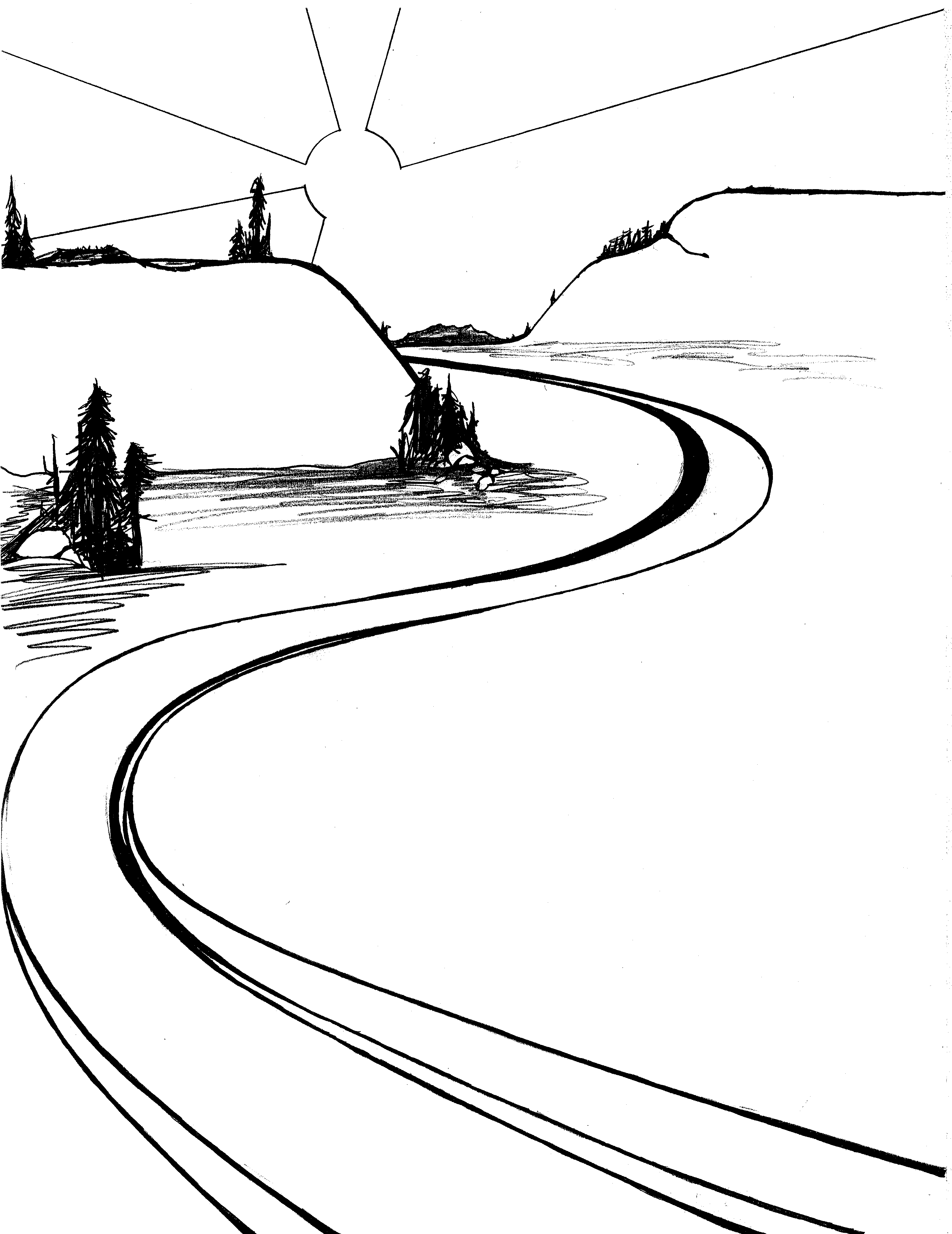 3168x4104 River Clipart Black And White