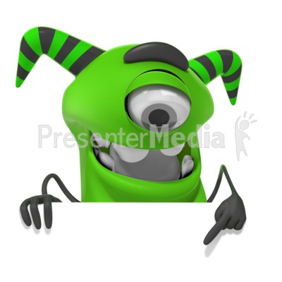 400x400 This Clip Art Image Shows A Cute Monster Figure Pointing Down