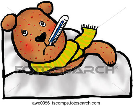 450x357 Stock Illustration Of A Bear With Chicken Pox With A Thermometer