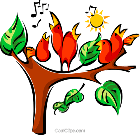 480x462 Singing Birds Royalty Free Vector Clip Art Illustration Spec0147