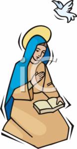 155x300 Clipart Illustration Of Mother Mary And A Dove