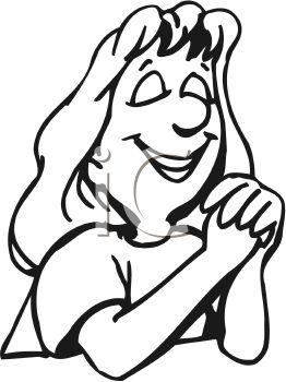 262x350 Black And White Cartoon Of A Girl Saying Her Prayers