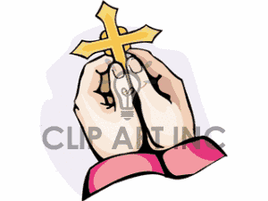 300x225 Cross With Praying Hands Clipart