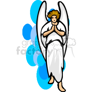 300x300 Royalty Free A Winged Angel In White Praying 156211 Vector Clip
