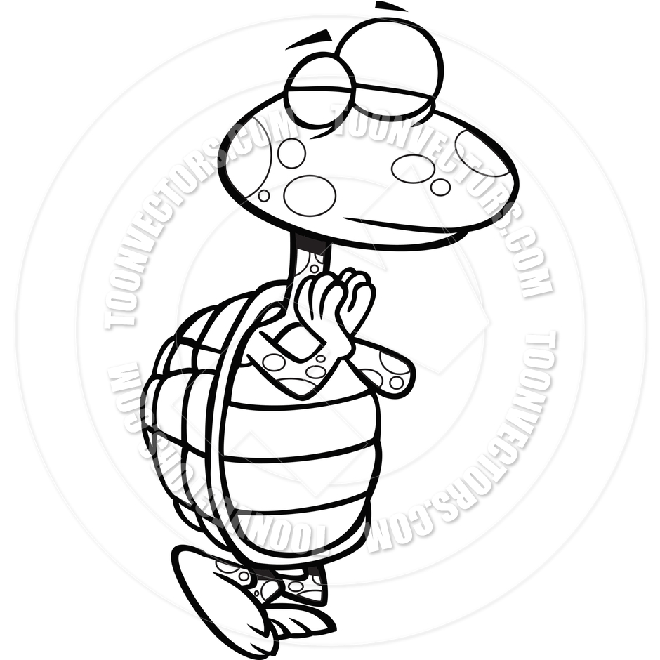940x940 Cartoon Yoga Turtle (Black And White Line Art) By Ron Leishman