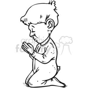 300x300 Royalty Free Little Boy In Black And White Praying 164624 Vector