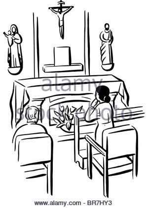 300x420 Woman Praying Inside Church Stock Photo, Royalty Free Image