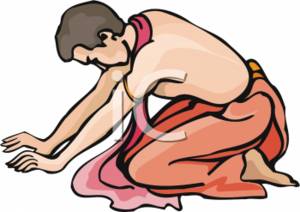 300x212 Clipart Illustration Of A Man Bent Over In Prayer