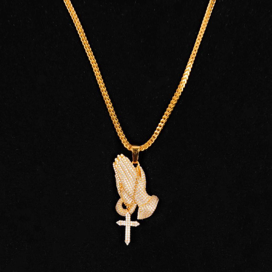 900x900 Iced Praying Hands Pendant The Gld Shop