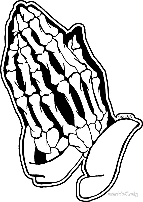 568x800 Praying Skeleton Hands Alternative Stickers By Zombiecraig