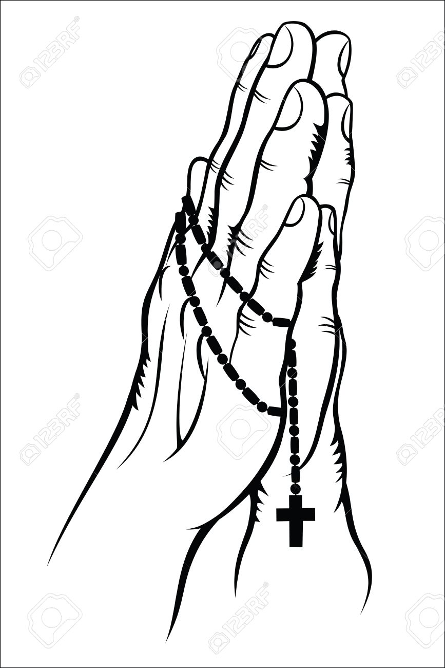867x1300 Praying With A Rosary Royalty Free Cliparts, Vectors, And Stock