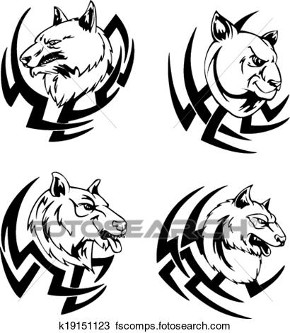 410x470 Clipart Of Predator Animal Head Tattoos K19151123