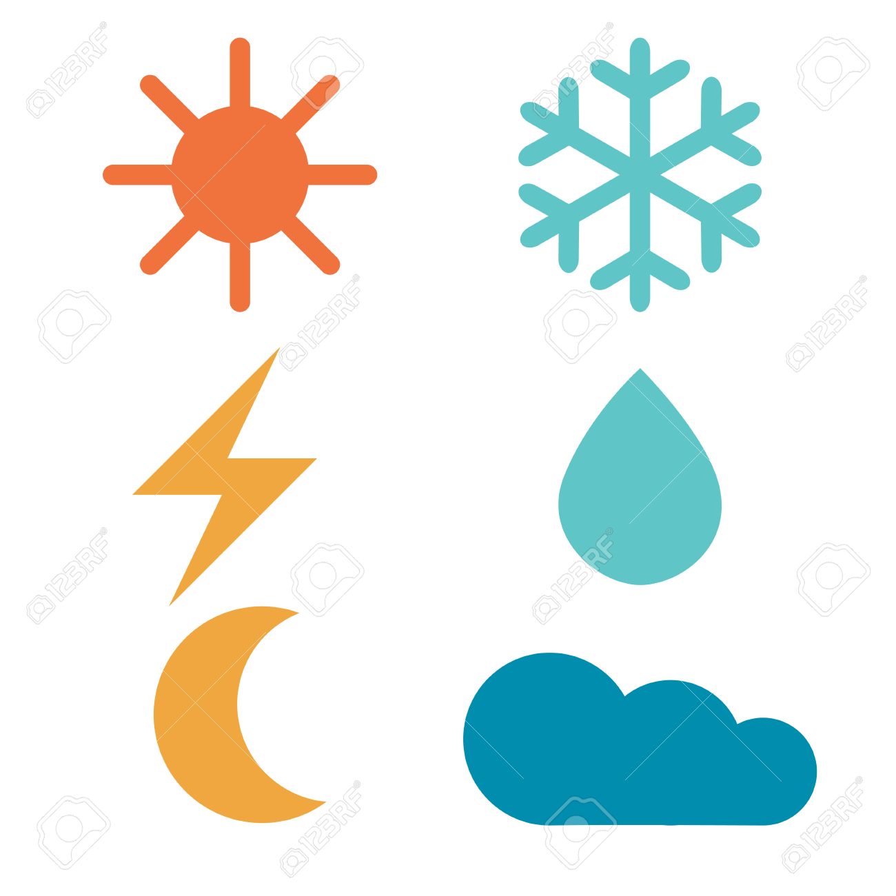 1300x1300 Weather Forecast Signs Sun, Moon, Rain, Snow, Cloud, Lightning