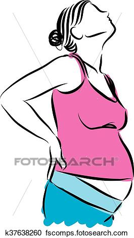 265x470 Clipart Of Pregnant Woman With Back Pain Illus K37638260