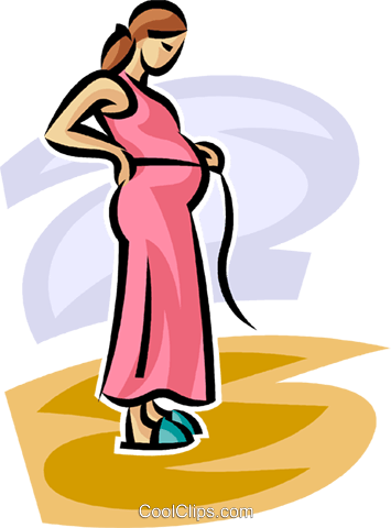 355x480 Pregnant Mother Measuring Her Belly Royalty Free Vector Clip Art