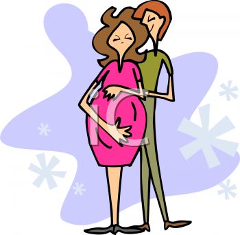 350x342 Royalty Free Clip Art Image Man Hugging His Pregnant Wife Cartoon