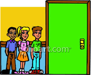 300x249 Standing Outside Of A Classroom Royalty Free Clipart Picture