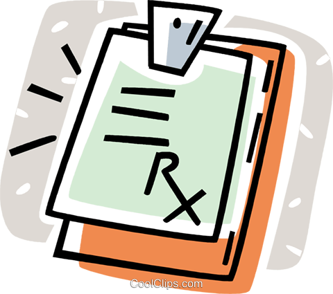 480x425 Clipboard With A Doctor's Prescription Royalty Free Vector Clip