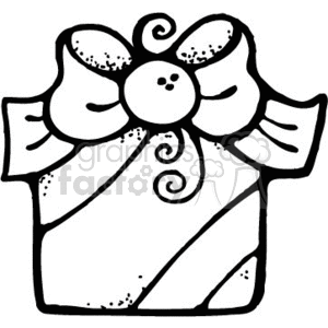 300x300 Royalty Free Black And White Present With A Bow On The Top 143835
