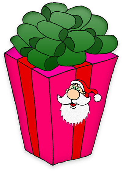 400x562 Christmas Santa With Present Clipart