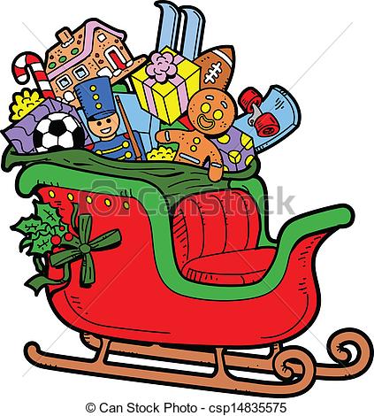 423x470 Free Santa Sleigh With Present Clipart