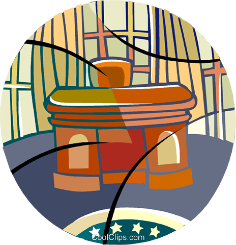 464x480 The Oval Office, The President's Desk Royalty Free Vector Clip Art
