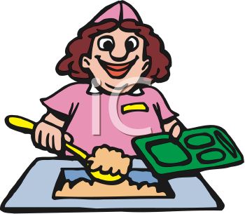 350x305 Royalty Free Clip Art Image Funny Cartoon Of A Lunch Lady Putting