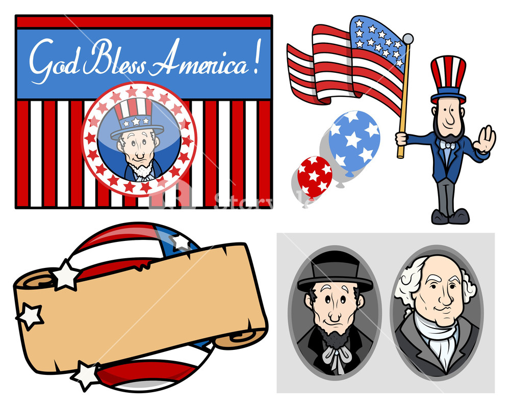 1000x803 Usa National Holiday Presidents Day Vector Set Royalty Free Stock