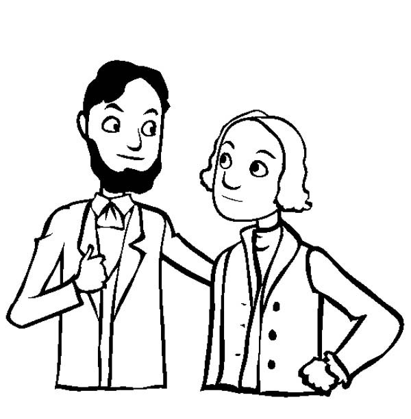 600x612 Caricature Of Lincoln And Washington For Presidents Day Coloring